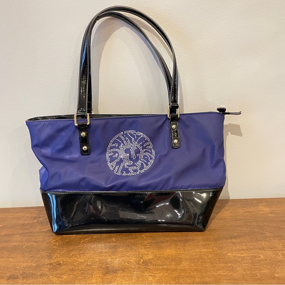 Anne Klein purse bluish/purple with black bottom vinyl